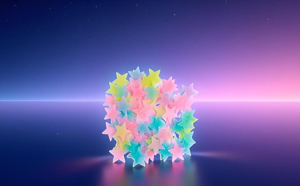 2PCS Glow in The Dark Stars Wall Stickers, Self-Adhesive Luminous Decor for Bedroom, Room and Home Art, Fluorescent Night Sky Ceiling Decals for Party, Room Decorations​