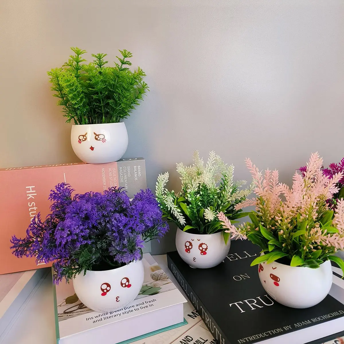 Compact Pots Artificial Bonsai Look Fake Foliage - Decorative Home Decor for Living Room, Bedroom Entrance
