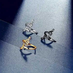 Music Notes Adjustable Unisex Fashion Costume Ring for Music Enthusiasts, Engagement Accessory