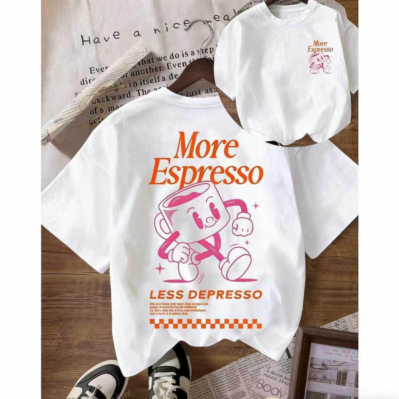 Vintage More Espresso Coffee Club Graphic Short Sleeve Round Neck Casual T-Shirt ,Unisex Graphic Casual Short Sleeve Crew Neck,Shirt for Men & Women, Gift for Her and Him Unisex T-shirt For Man And Woman, Tshirt, Streetwear Style, Retro Vintage Y2k