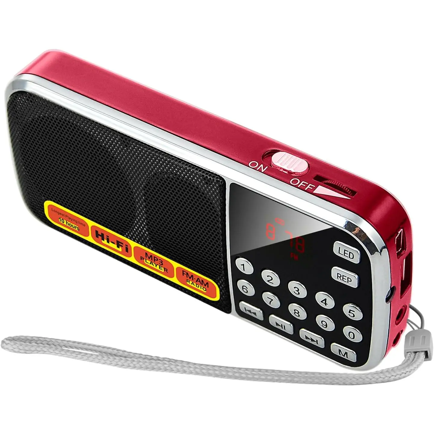 Small Radios Portable AM FM:Battery Powered Radio Support USB Flash Disk/Micro SD Card MP3 Playback TF Card Slot Digital Buttons Bass Diaphragm Pocket Radio with Excellent Reception and Sound Quality