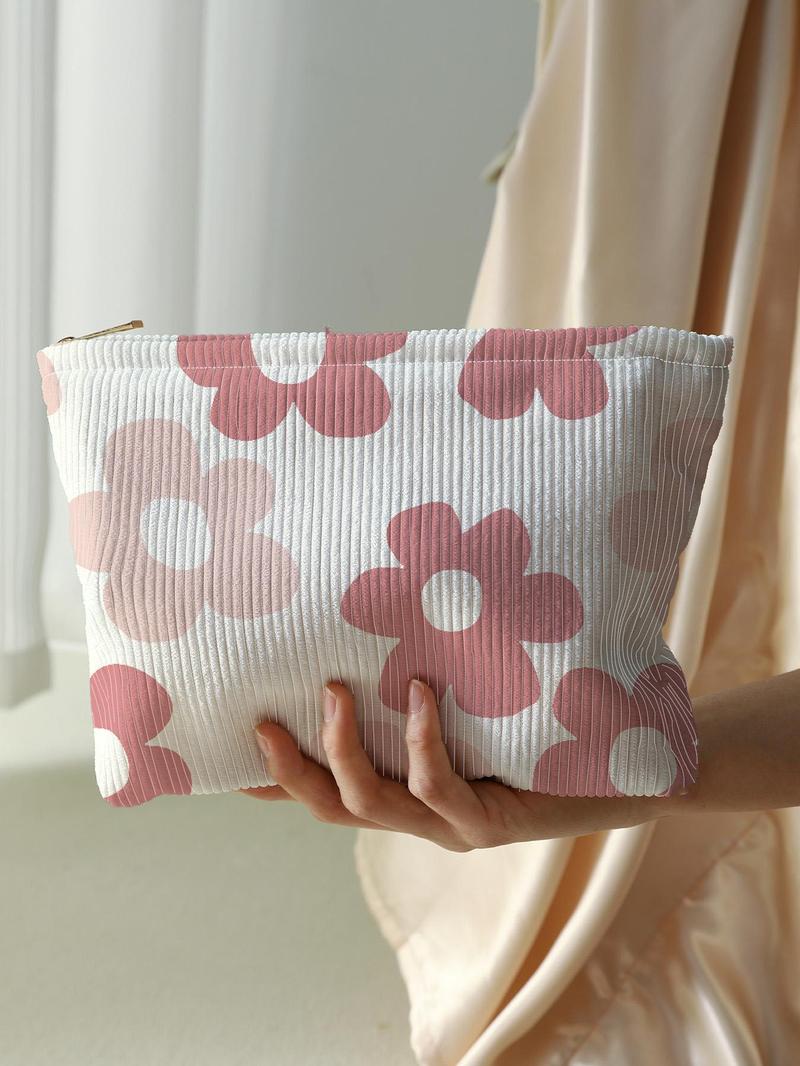 Floral Pattern Makeup Bag, Casual Versatile Storage Bag, Travel Makeup Bag, Handheld Cosmetic Pouch, Suitable for Women and All Kinds Of Occasions