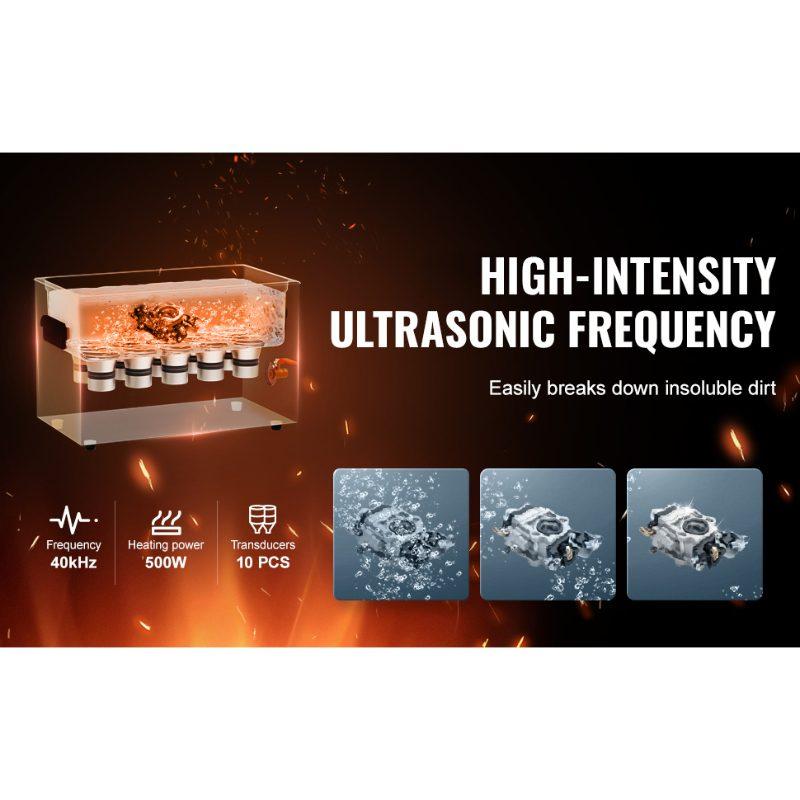 VEVOR 30L Ultrasonic Cleaner with Heater Timer Basket, Professional Digital Sonic Cavitation Machine, 360W Cleaning Machine for Lab Tools, Metal Parts, Carburetor, Brass, Auto Parts, Engine Parts