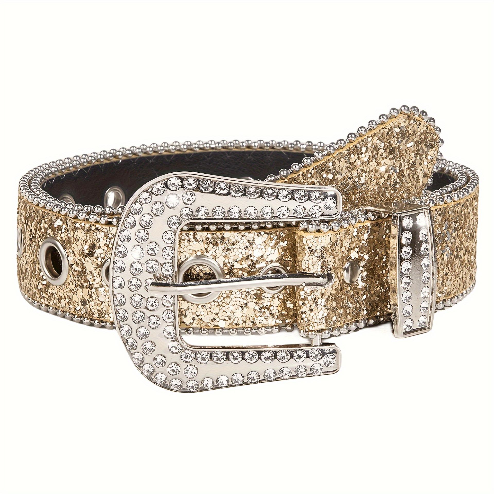 Cross-border rhinestone belt for women, ins-style wide waist belt, fashionable and unique sequin European and American decorative versatile jeans belt