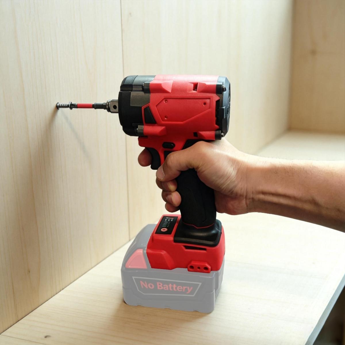 High-torque brushless impact wrench 1/2" drive cordless electric screwdriver with 4-speed adjustment, suitable for 18V batteries (battery not included).Suitable for automotive repair, construction, DIY, furniture repair, and industrial use power tools