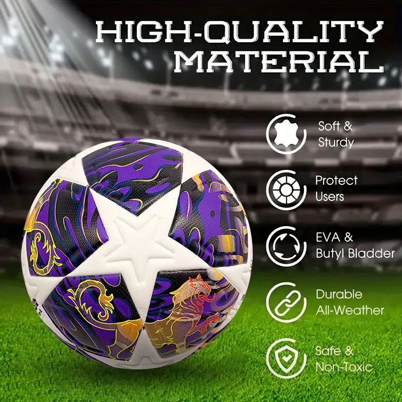 Star Pattern Durable Anti-Slip PU Leather Soccer Ball, Official Size 5 Seamless Football, Outdoor Match Ball, Ideal for Indoor/outdoor Training, Perfect Gift for Soccer Fans
