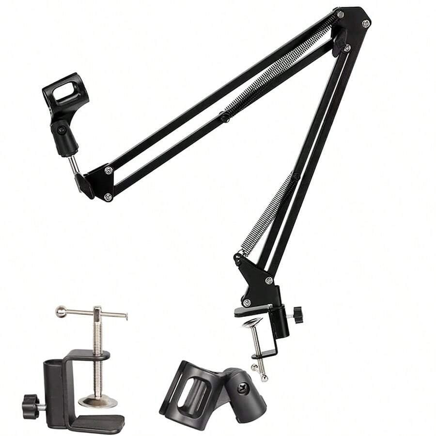 Adjustable Microphone Stand, Suspension Boom Scissor Arm Mic Bracket, Desk Mic Stand for Studio Recording Live Video Broadcasting Online Singing, Bedroom Accessories