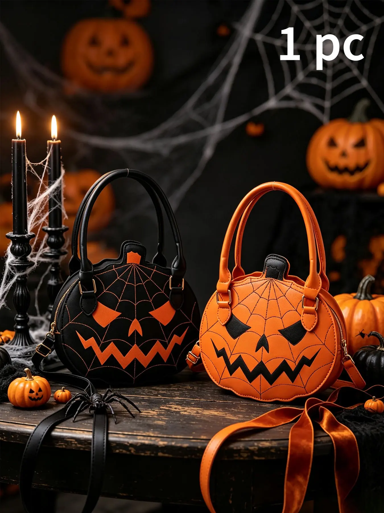 Creative Pumpkin Head Handbag, Adjustable Strap Crossbody Bag, Halloween Atmosphere Backpack, European and American Style Small Bag