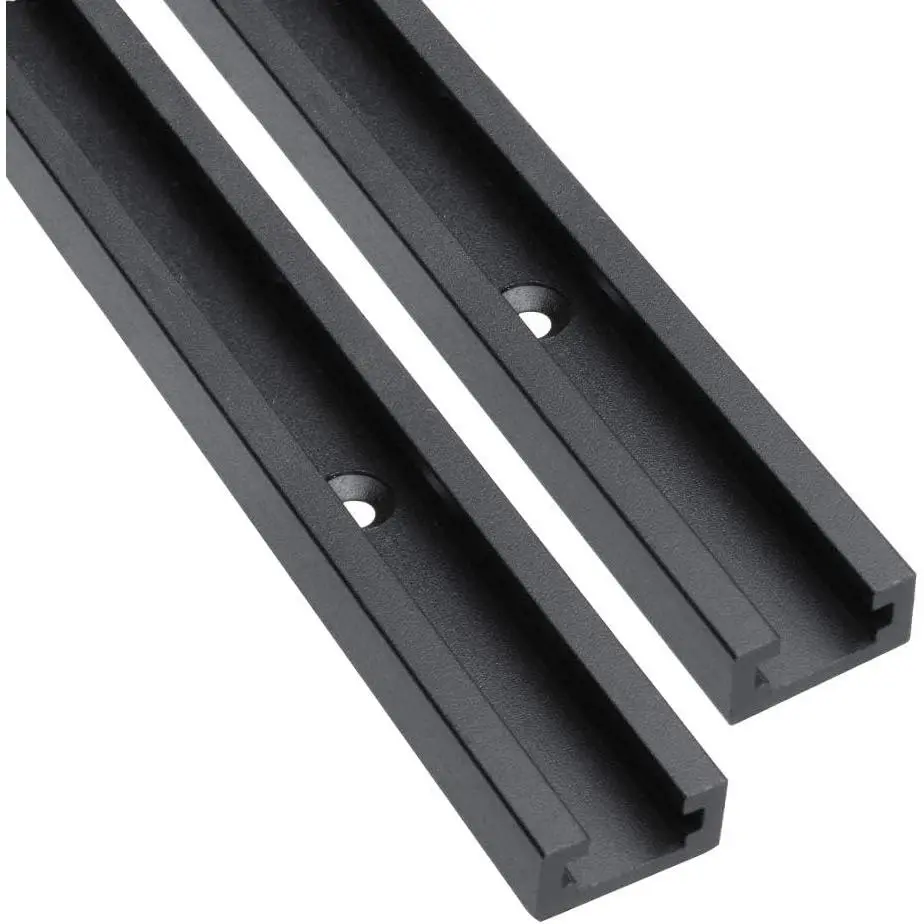 24 in Woodworking T-Track - Double Cut Profile, Predrilled Mounting Holes, Fine Sandblast Black Anodized - T-Track Slots for Woodworkers, Clamps (2PK)