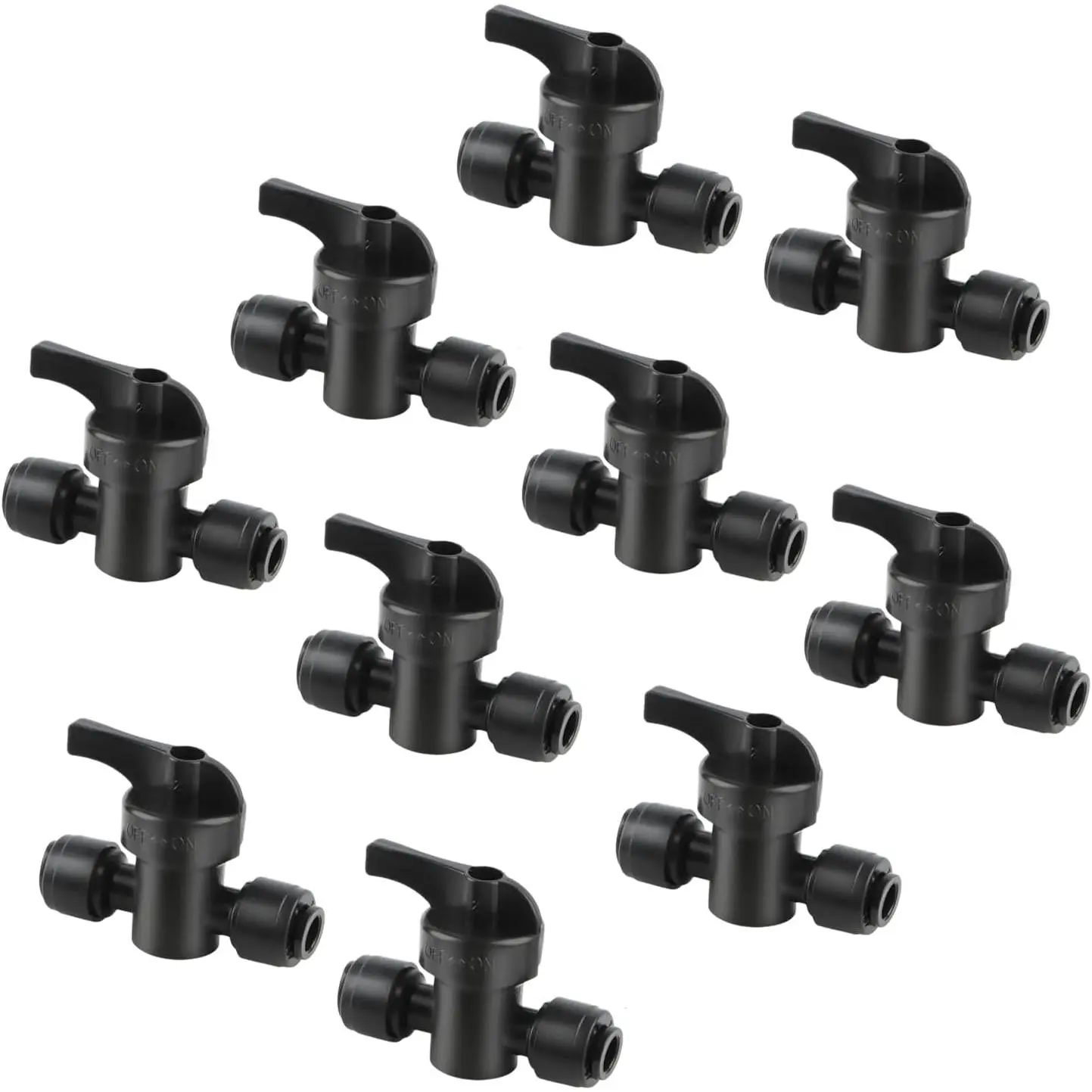 10 Pack 1/4" Drip Irrigation Shut Off Valve - Quick Connect /Off Control Valve, Leak-Proof for 1/4" Tubing, Sprinkler, Garden & Farm Irrigation Systems