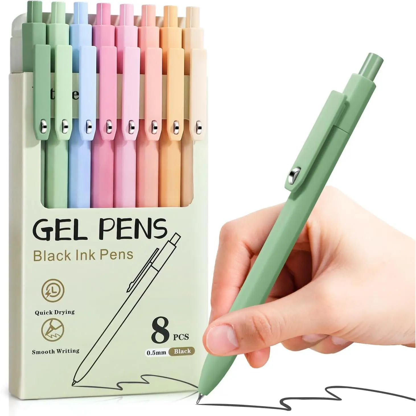 Cute Gel Pens, 8 Pack 0.5mm Fine Point Pens with Fidget Quick Dry | For Women, For Teachers, For , Smooth Writing, Liquid Ink, For Badge, Black ink, Felt Tip, Medium Point, For Journaling
