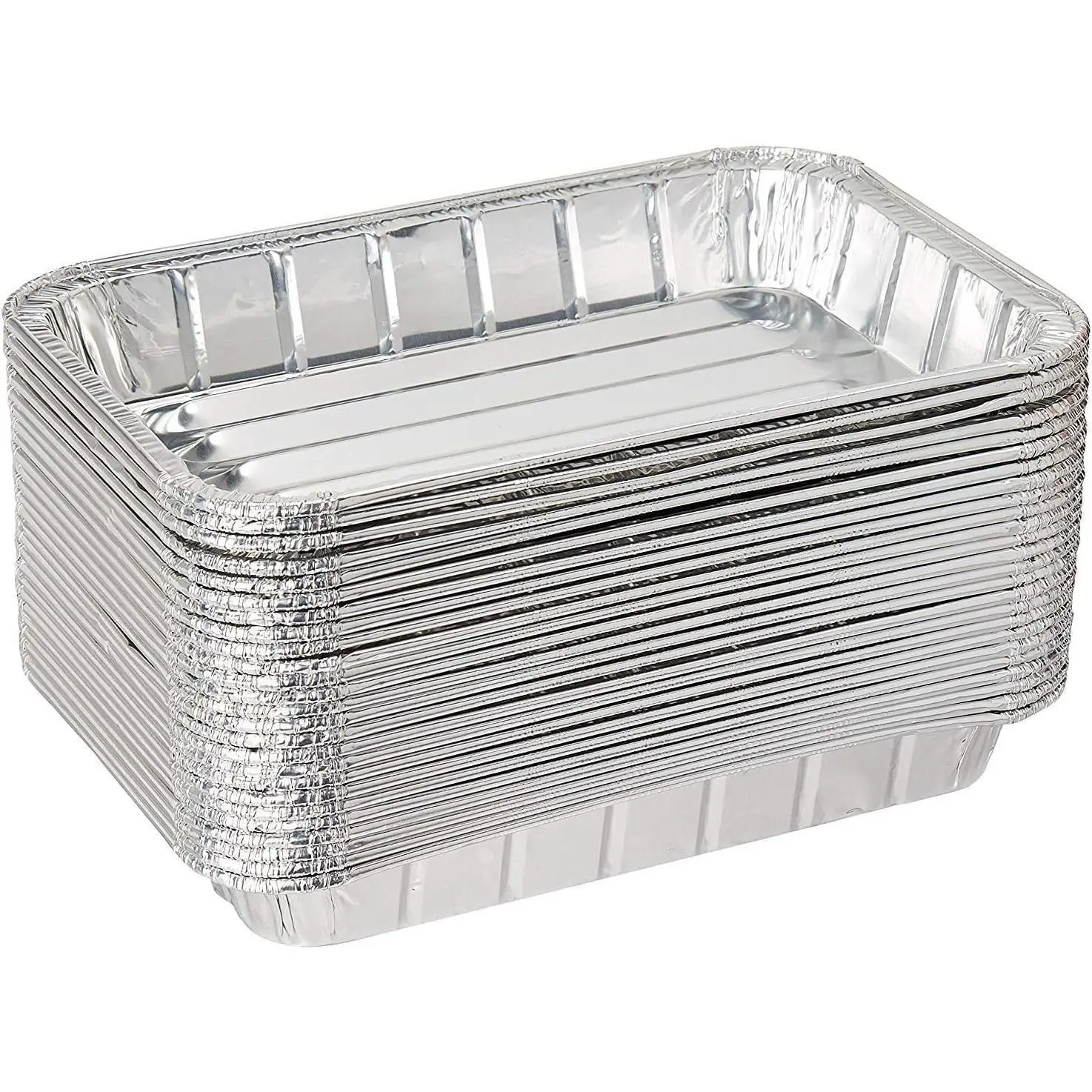 Pack of 20- Disposable Aluminum Broiler Pans – Good for BBQ, Grill Trays – Multi-Pack of Durable Aluminum Sheet Pans – Ribbed Bottom Surface - (Pack Of 20 Mini Broiler Pan)