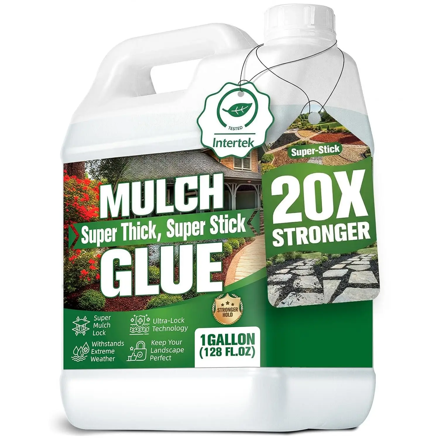Mulch Glue 128oz - Super Stick Rock Glue for Landscaping Gravel Binder for Pea Gravel, Long-Lasting & , Covers 2X  Area Pebble Gravel Hold for Paths, Patios & Garden Borders