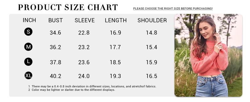 Saodimallsu Womens Sexy Crew Neck Cropped Sweaters Ribbed Knit Long Sleeve Crop Tops Pullover