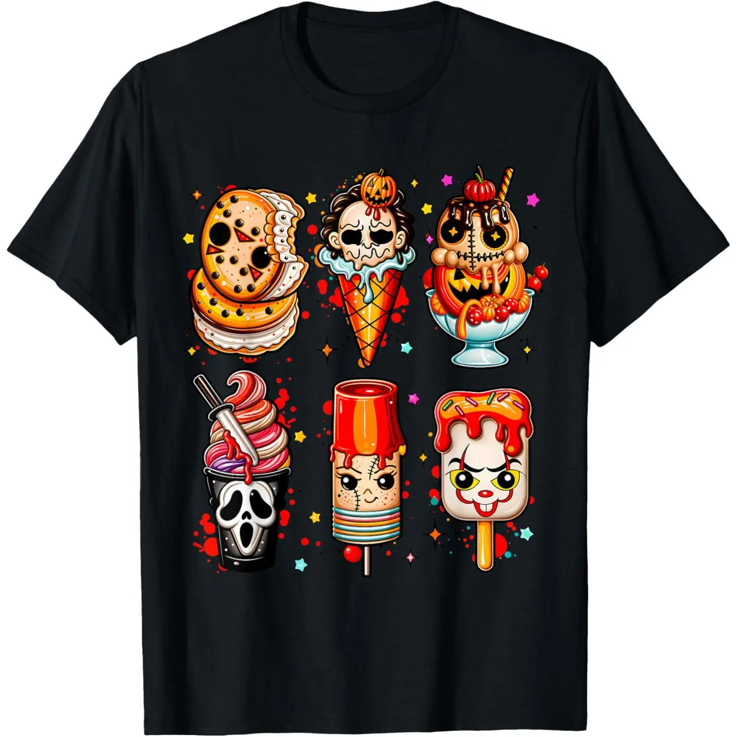 Men's Horror Movies Halloween Summerween Popsicle Ice Cream Graphic T-Shirt