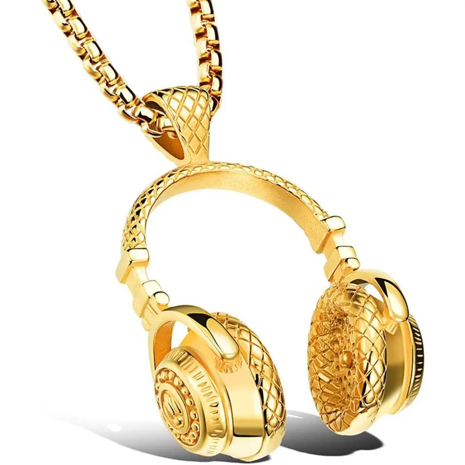 Apopo fashion Stainless Steel Headphone Pendant Necklace for Men
