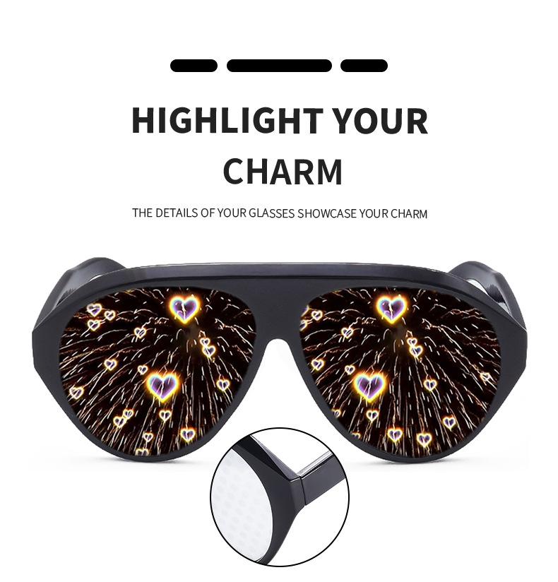 2026 Diffraction Glasses Fireworks Effect Sunglasses for Women Men, Light Show Special Effect Shades, Trendy Party Eyewear for Bar Rave Festival Nightclub Events