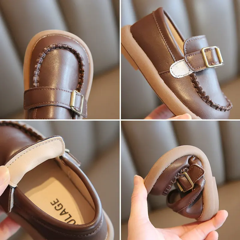 New Arrival British-Style Kids' Loafer Shoes - Round-Toe Synthetic PU Leather Low-Top Soft-Soled Flats, Rubber-Infused Comfortable and Stylish Toddler Footwear for School, Daily Casual, All-Season Use