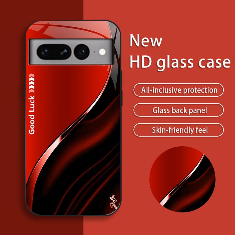 Suitable for [Google Pixel 7 Pro] Simple silk gradient glass phone case, affordable, fully shockproof, drop-proof and wear-resistant-888