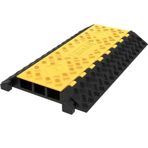 VEVOR Rubber Cable Guard Ramp, 3-Channel, 2x2.3 in, 6600 lbs Capacity - Durable Cord Protection for Driveways, Concerts, Hotels, Warehouses, Schools