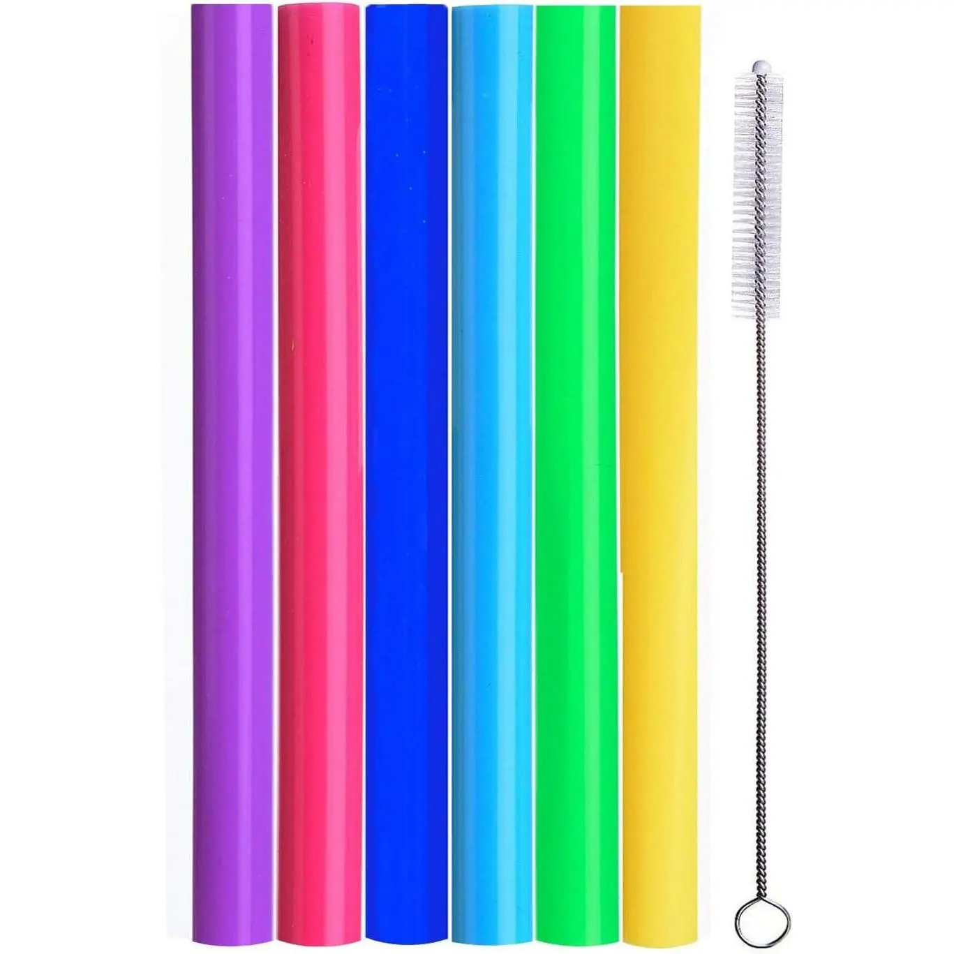 Boba Smoothie Straws, 10 inch X 0.55 inch Extra Wide   Straws for Drinking Bubble , Set of 6 with Cleaning Brush
