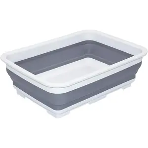 Collapsible Dish Pans – 10L (2.6 Gal) Foldable Sink Tub, 14.5'' x 10.5'' x 5", Compact and Space-Saving Multiuse Foldable Basin for Dish Washing, Camping, RV and Vegetable Cleaning