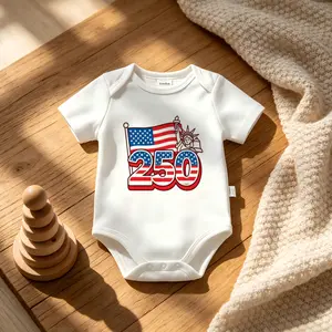 USA 250th Anniversary Patriotic Baby Onesie, Soft Cotton Short Sleeve Bodysuit, Unisex Newborn Essentials for July 4th and Milestone Gift
