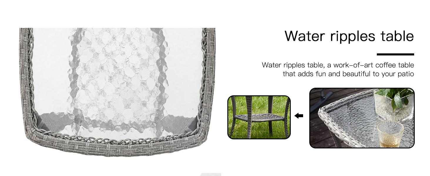 Amopatio Greenish Spring 3-Piece Patio Rocking Bistro Set, Wicker Outdoor Furniture with Thick Cushion Chair and Table for Backyard Garden Porch Deck Family Party