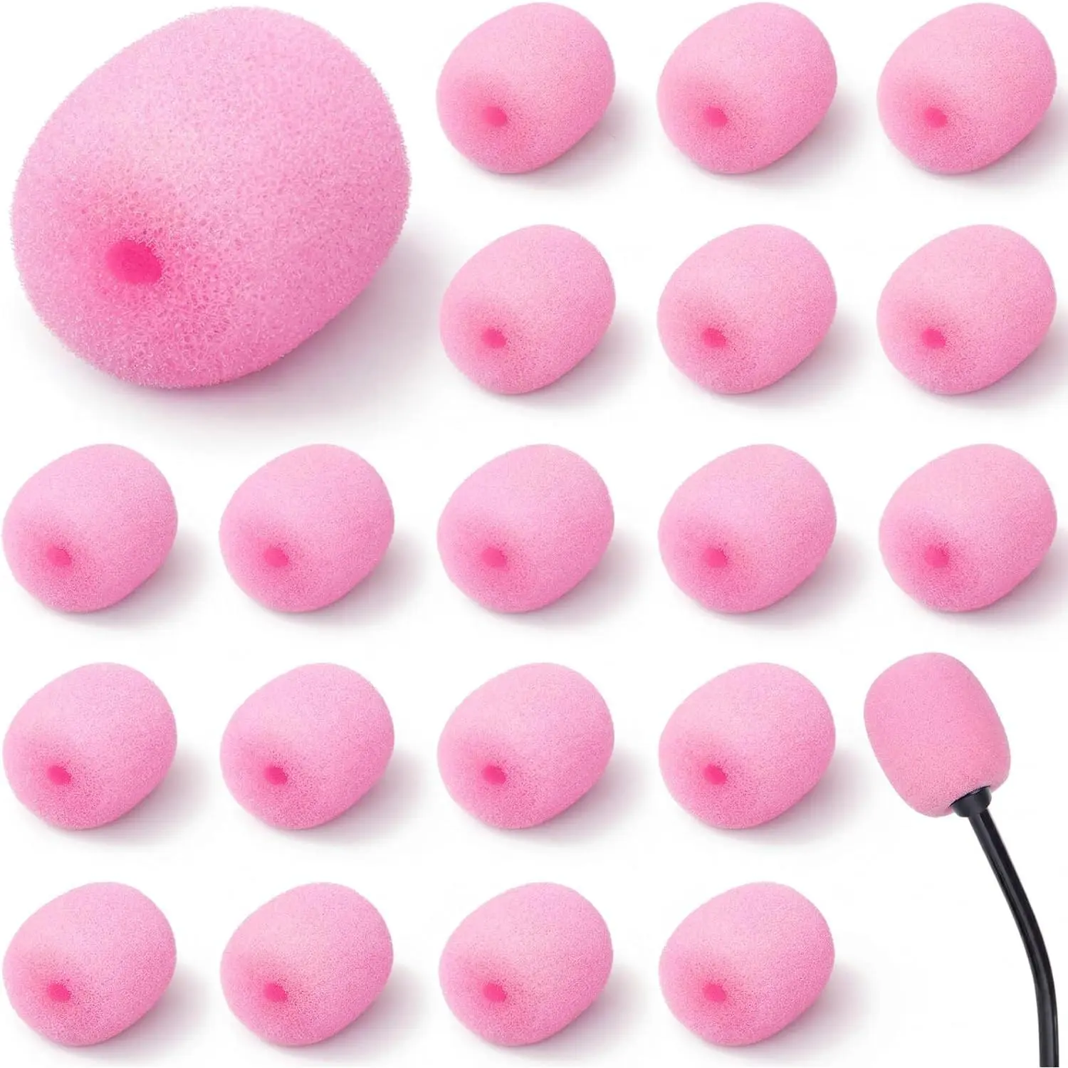 20 count 2x15 mm Mini Size Headset Windscreen Microphone  Cover Small Lapel Mic Sponge Pop Filter  for Hole Ear-hook Other Headset Microphones(Light )