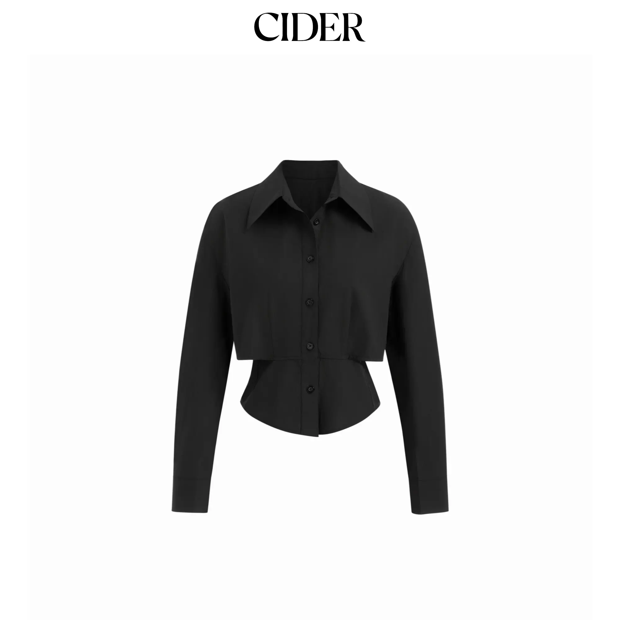 Cider Collar Long Sleeve Button Shirred Cinched Waist Shirt SummerFinds
