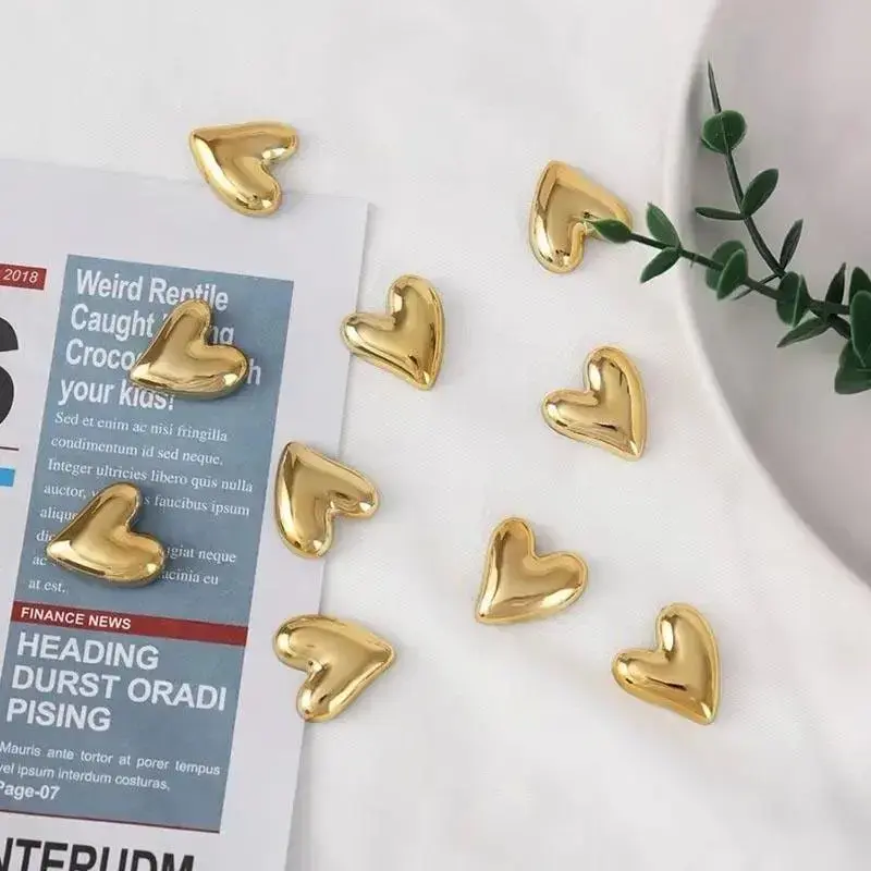 10pcs Refrigerator Golden Heart Magnets, Cute Charming Love Decoration Magnet Set for Home Kitchen and Office Whiteboard, Valentine's Day Gift for Friends and Loved Ones, Refrigerator Kitchen Magnet, Fridge Magnets Cute Decorative