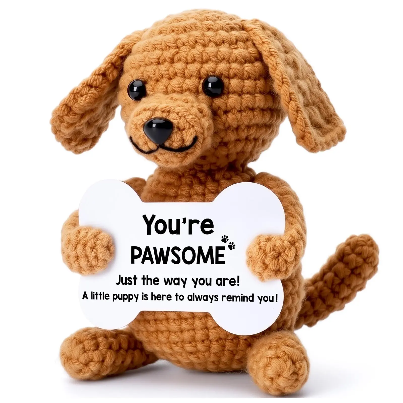 Adorable Mini Hand-Knitted Puppy Plush, Emotional Support Stuffed Toy, Christmas & Holiday Gifts, Cute Presents for Women Men, Teacher Appreciation Gift, Soft Stress Relief Decor, Bag Pendant & Desk Ornament, Unique Handmade Healing Keepsake