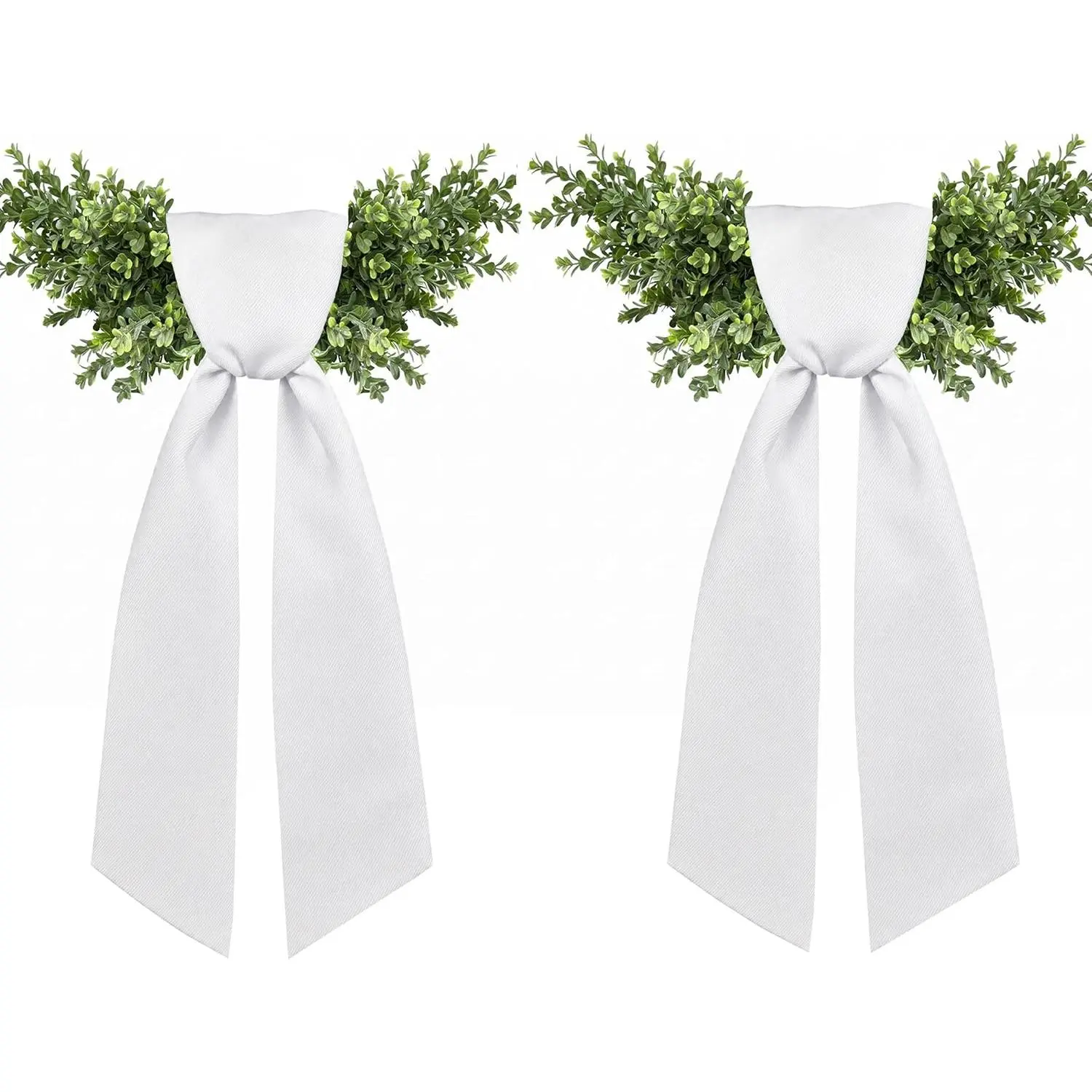 2 count White Wreath Sash for Front Door, Embroidery Blank Wreath Sashes, Textured Twill Finish Sash Ribbon Accessories for Flower Bouquet Garland Yard Doorway Wedding Xmas, 4.5 x 57 Inches