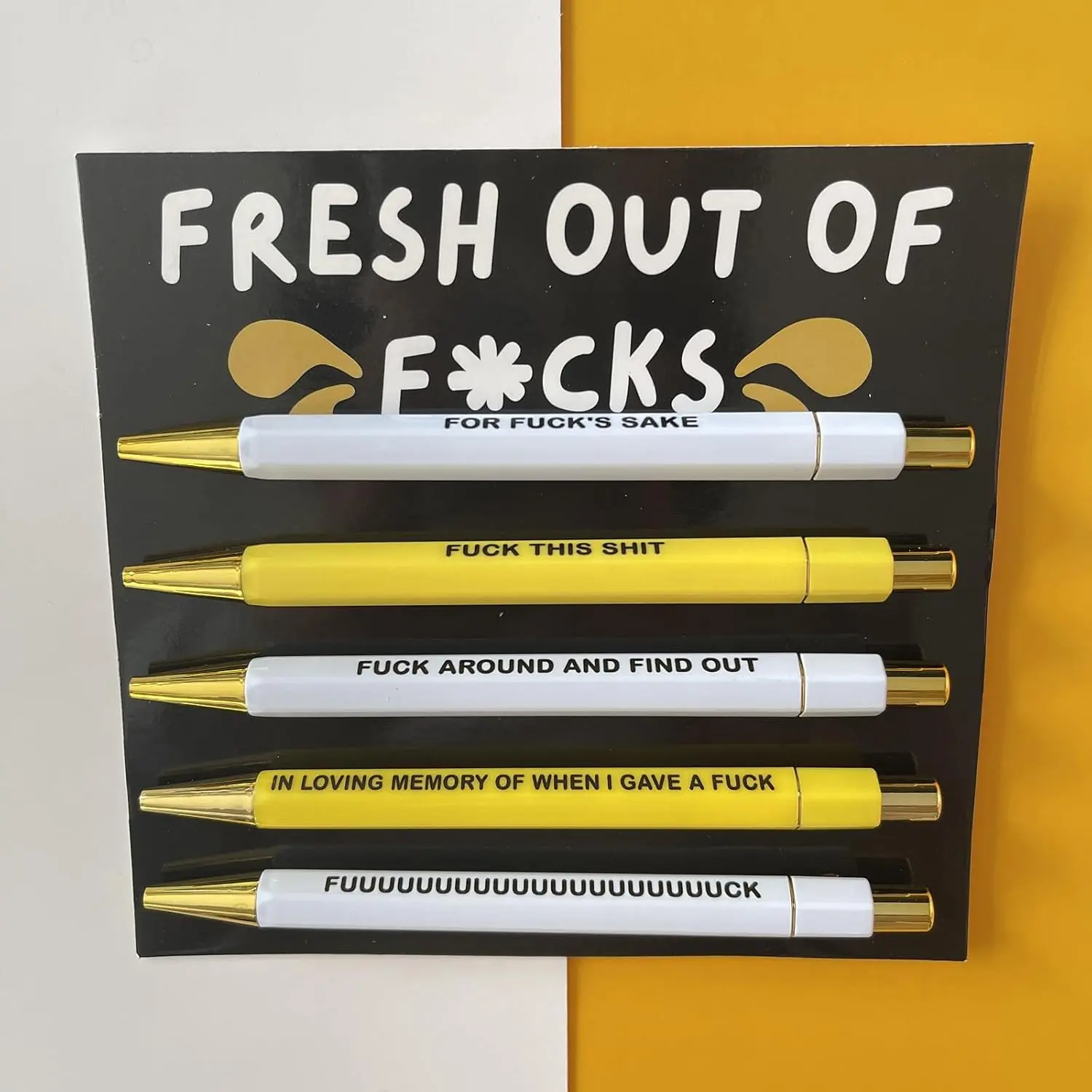 5- set  Pens,  It Pens, Fancy Fu ck You Pen, Swear Words Ballponit Pen, Novelty Stationery for Adults, Black Ink 1.0 mm Retractable Ball-pen,  Office Supplies (STYLE B)