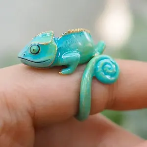 Vintage Chameleon Design Ring, Cute Animal Design Ring, Fashion Jewelry Accessories for Women & Men, Trendy All-match & Exquisite Jewelry for Birthday Gift