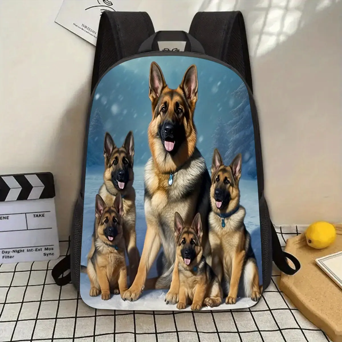 1pc German Shepherd Print 17-inch Laptop Backpack with Water Bottle Holder - Lightweight Durable School Backpack for Teens & Adults, Adjustable Straps, Large Capacity for Work, Travel, Commuting - Unique Gift for Christmas, Mother's Day, Father's Day, Tra