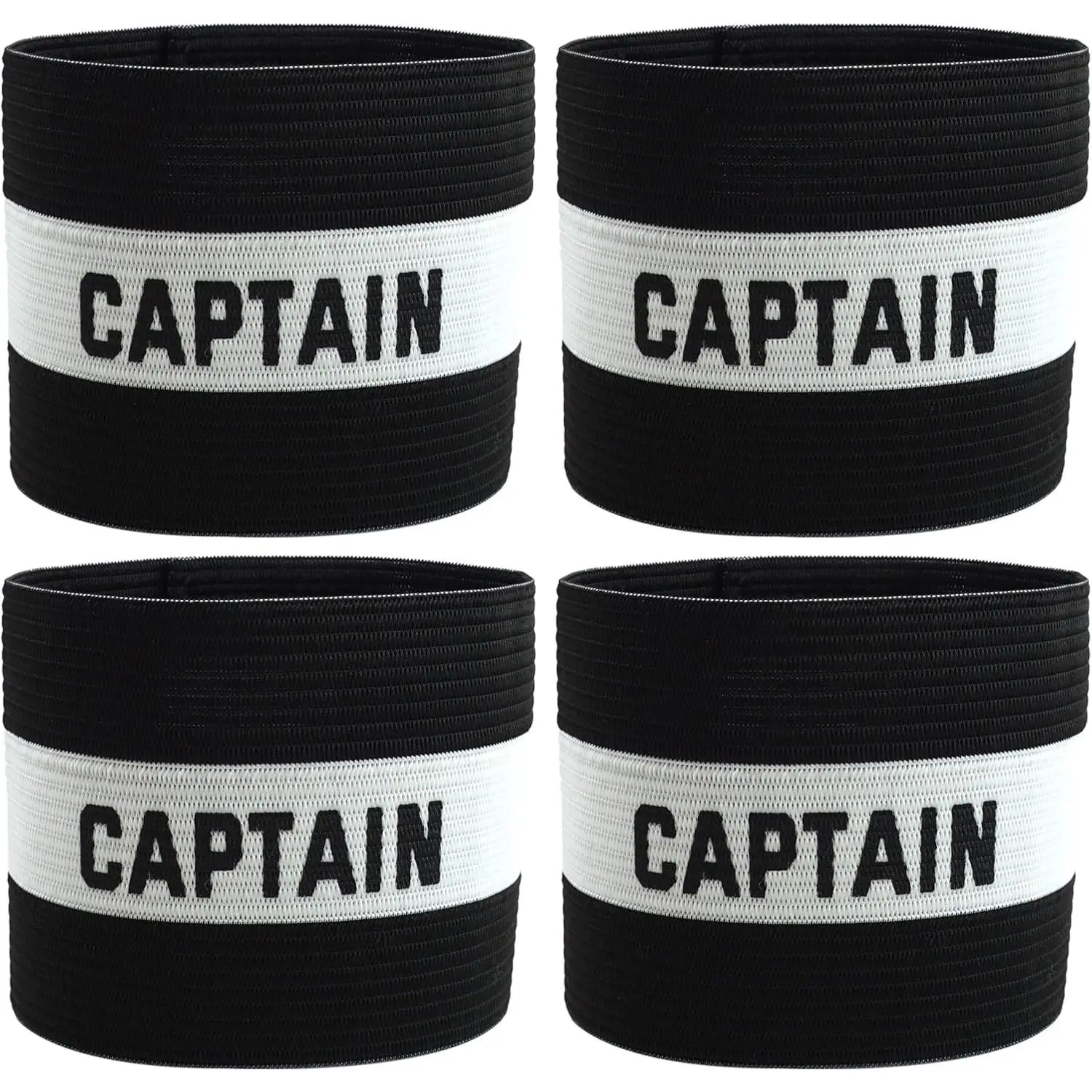 4 Pack Elastic Soccer Captain Armbands for Adults & Youth, Adjustable  Arm Bands with “CAPTAIN” Print, Durable Football Basketball Volleyball Team Leader Bands for  and Match Use
