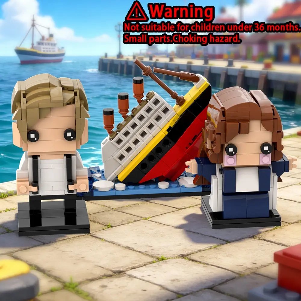 Titanic Sinking Scene Building Kit, Movie Jack & Rose Figure Model, DIY Assembly Brick, Collectible Decoration Gift for Movie Fans, Collectible Construction Set