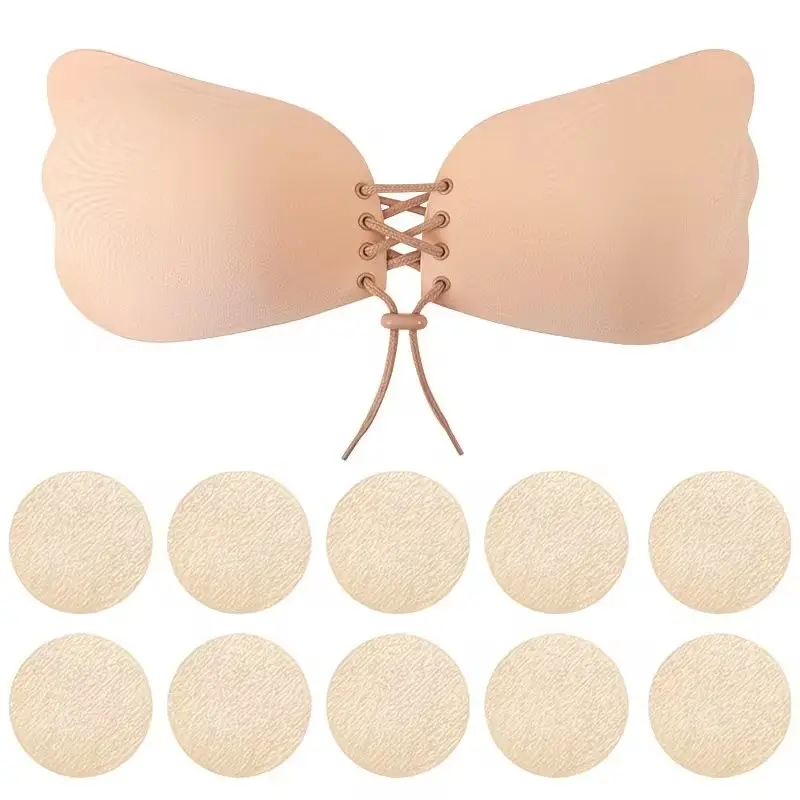 [Stick-On Bra] Strapless Chic Push Up Self-Adhesive Invisible Stick-On Lift Bra | Women's Lingerie Accessories Sticky Bra, Open Back Bra, Silicone Nipple Cover, Women's Push Up Bra