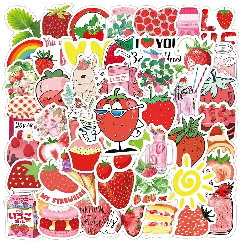 50pcs Cute Strawberry Dessert Stickers, Office Stickers, Suitable for Scrapbooks, Diaries, Laptops, Water Bottles, Cars, Etc. A Gift with A Positive Message and A Design Based on Faith.