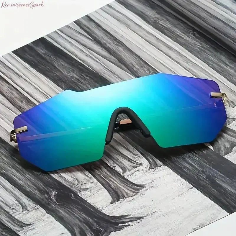 Unisex Viral European Oversized Shield Sunglasses, Frameless One-Piece Special Cut Eyewear with Anti-Glare Resin Lenses, Lightweight Trendy Shades for Hiking, Cycling, Driving & Daily Outdoor Use