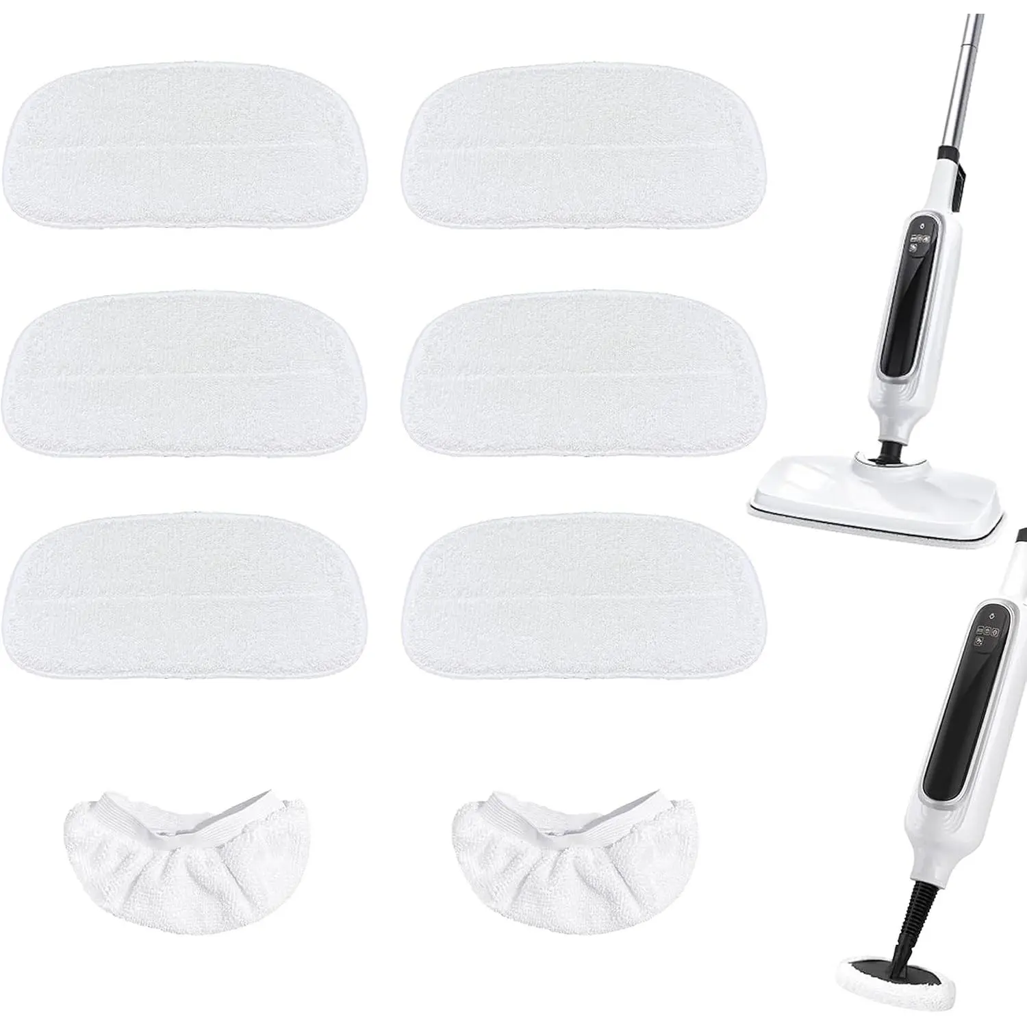 Steam Mop Pads Set, Fit for KGHKGH, Sprobil, Rvwsx Steam Mops(6+2) | 6 Pack Steam Mop Pads & 2  Microfiber Cloths, Washable  Pads for Floor Cleaning