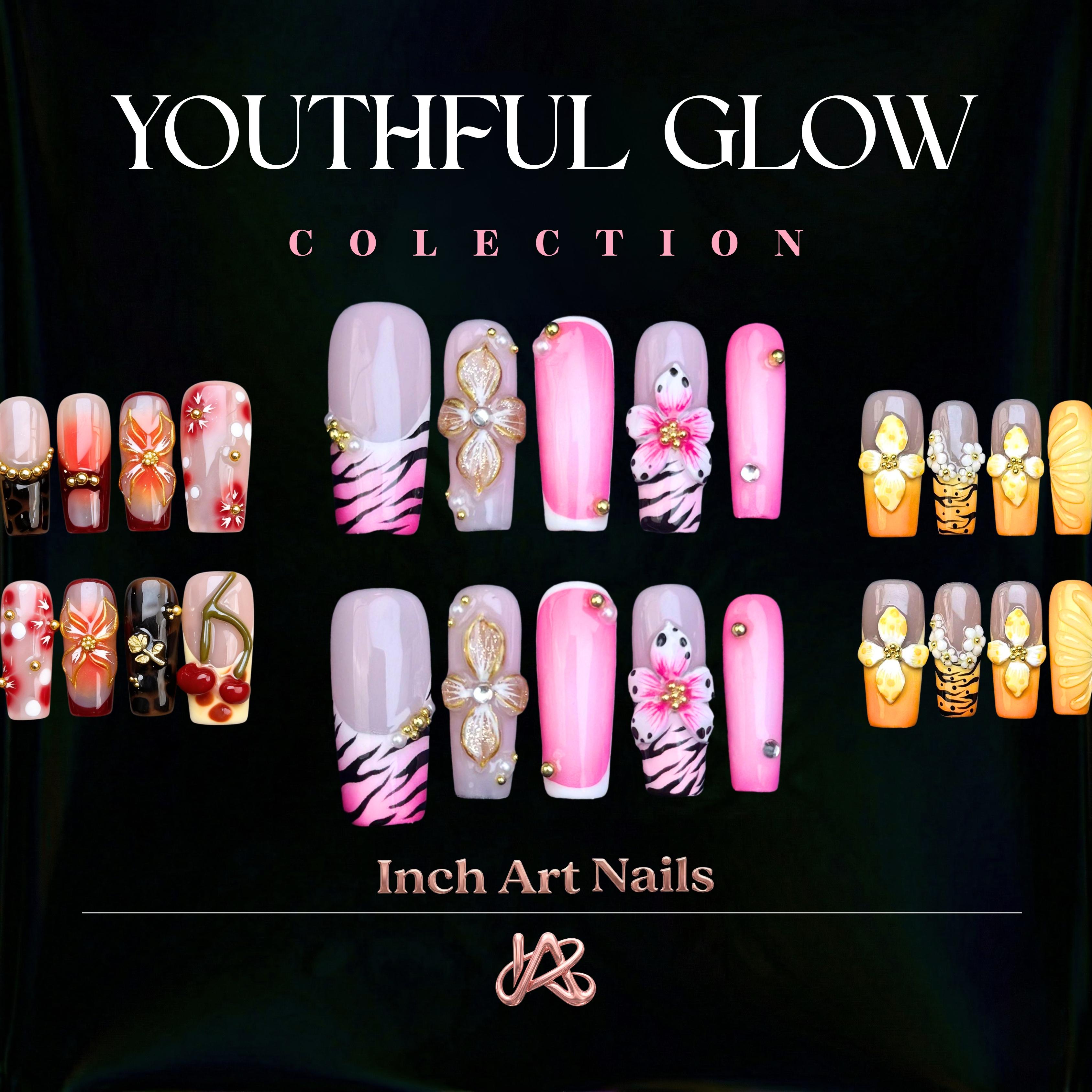 Press On Nail Collection - Reusable False Nails Kit for Women Iridescent Glitter Butterfly Press-on handmade kawaii caps Collector Dust Suction Adjustable wear everyday