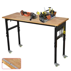 48" Workbench with Power Outlets, 2200 LBS Load Capacity Work Table with Wheels, Scales, Peg Board, 8 Adjustable Heights, Heavy Duty Work Bench Suitable for Garage, Workshop, Home, Office