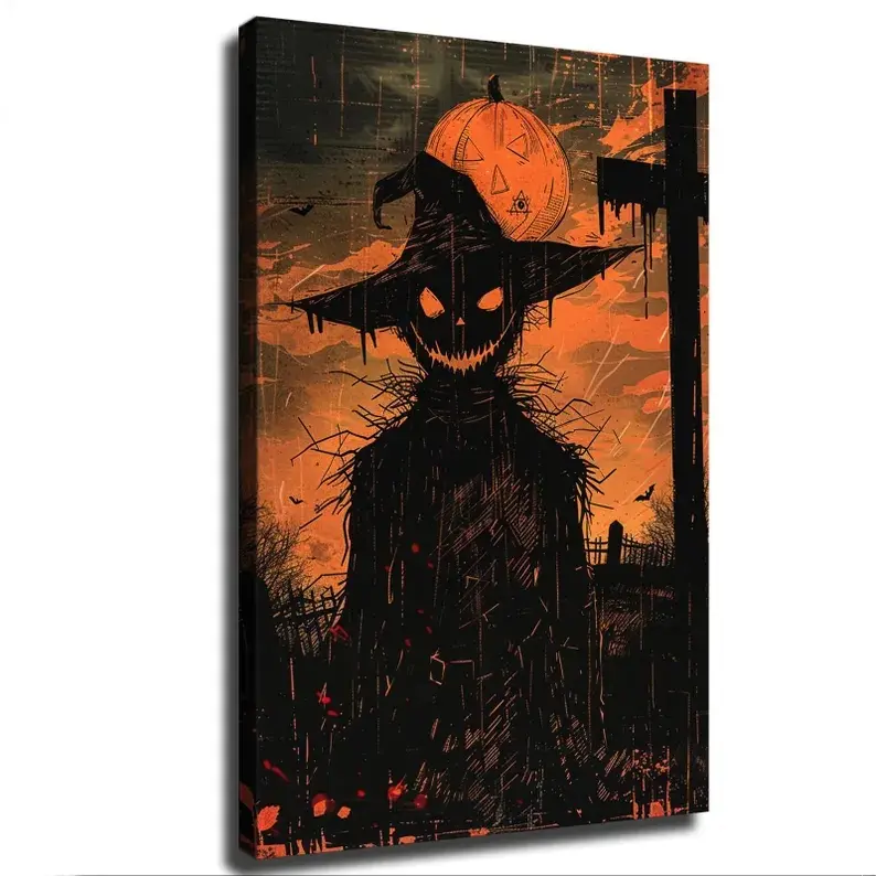 Halloween horror witch silhouette art poster horror gothic Poster Wall Art Prints Painting for Living Room