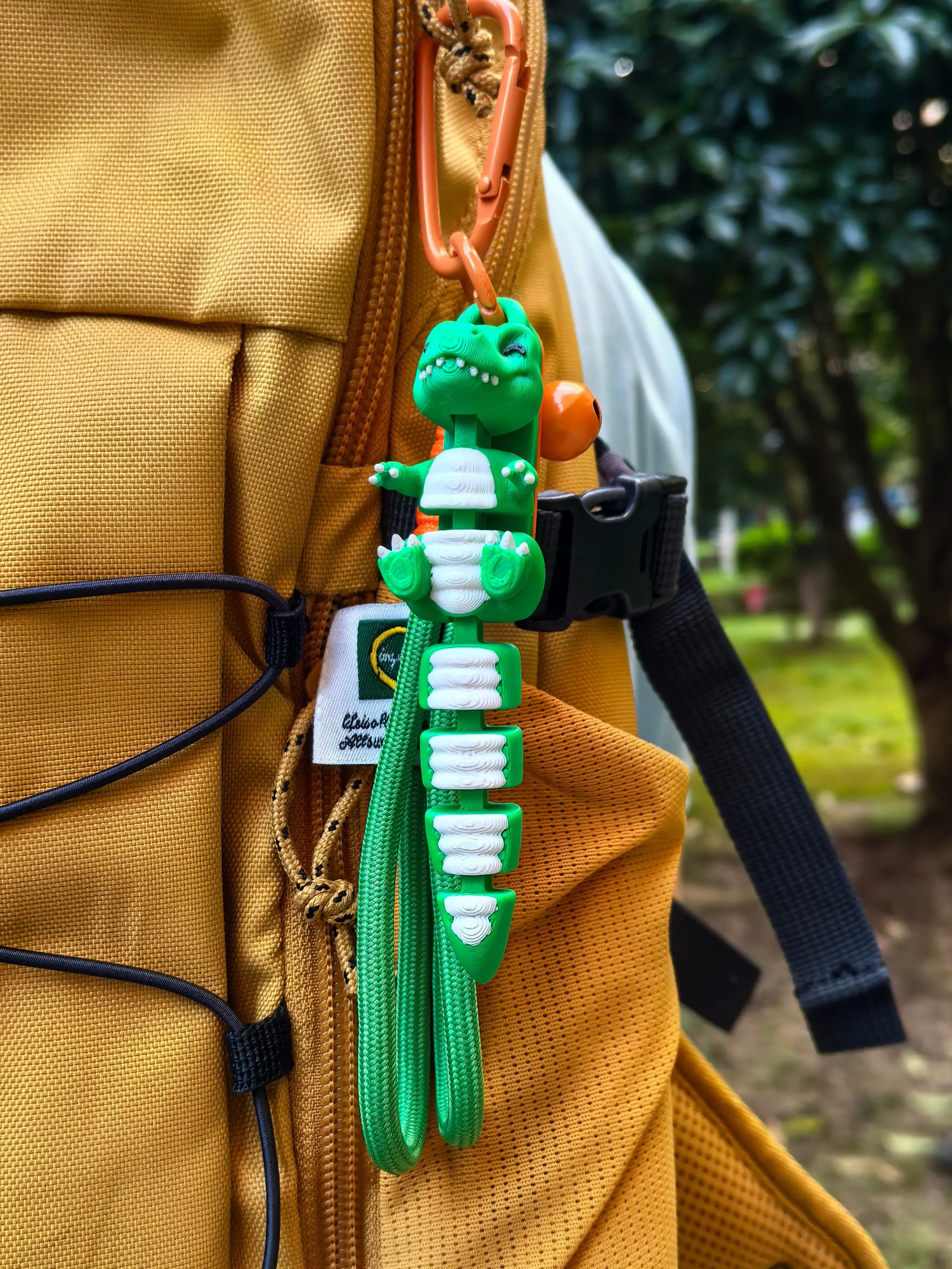 Dinosaur-Themed Long Tail Tyrannosaurus Keychain, Multi-Joint Adjustable, Nylon Strap, Ideal Gift for Adults, Not for Kids Under 14