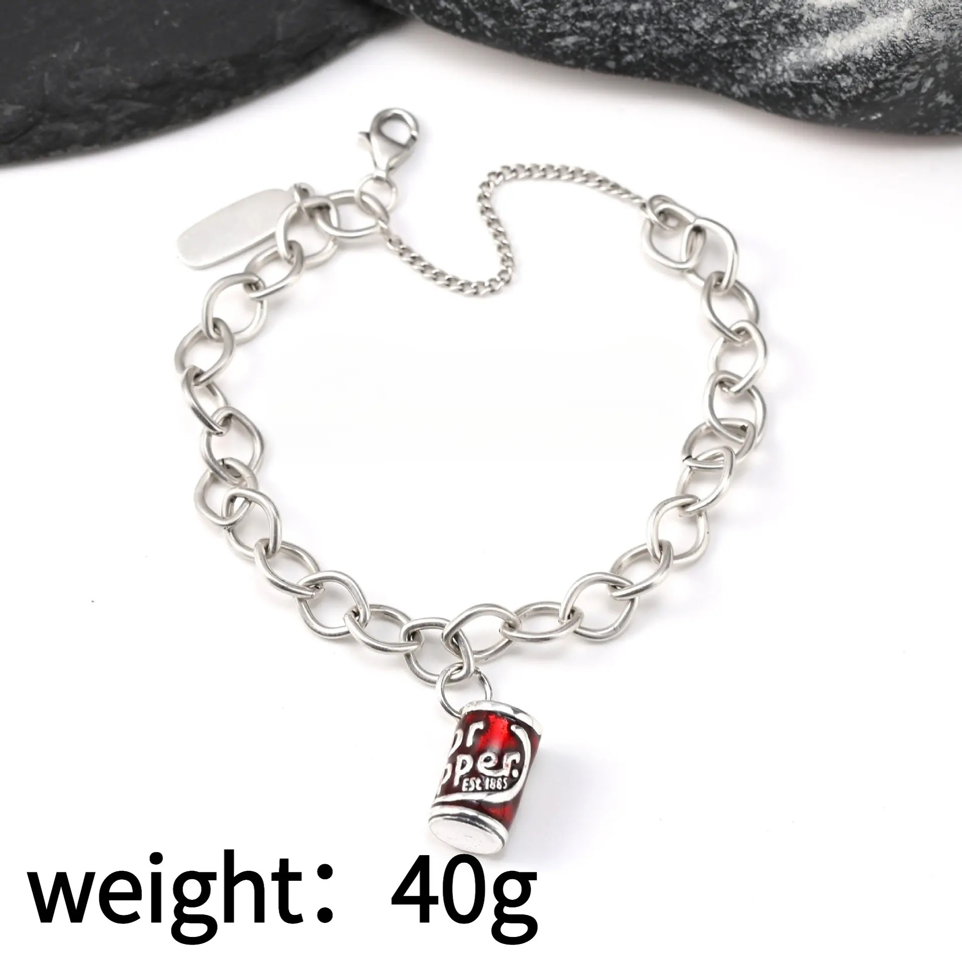 Enamel Pepper Shaker Shaped Chain Jewelry Bracelet - Female Wear, Niche Look, Multi-Size, Personalized Charm, Light Luxury Copper Silver-Plated DIY Bracelet Wholesale, Chain Jewelry Bracelets & Bangles