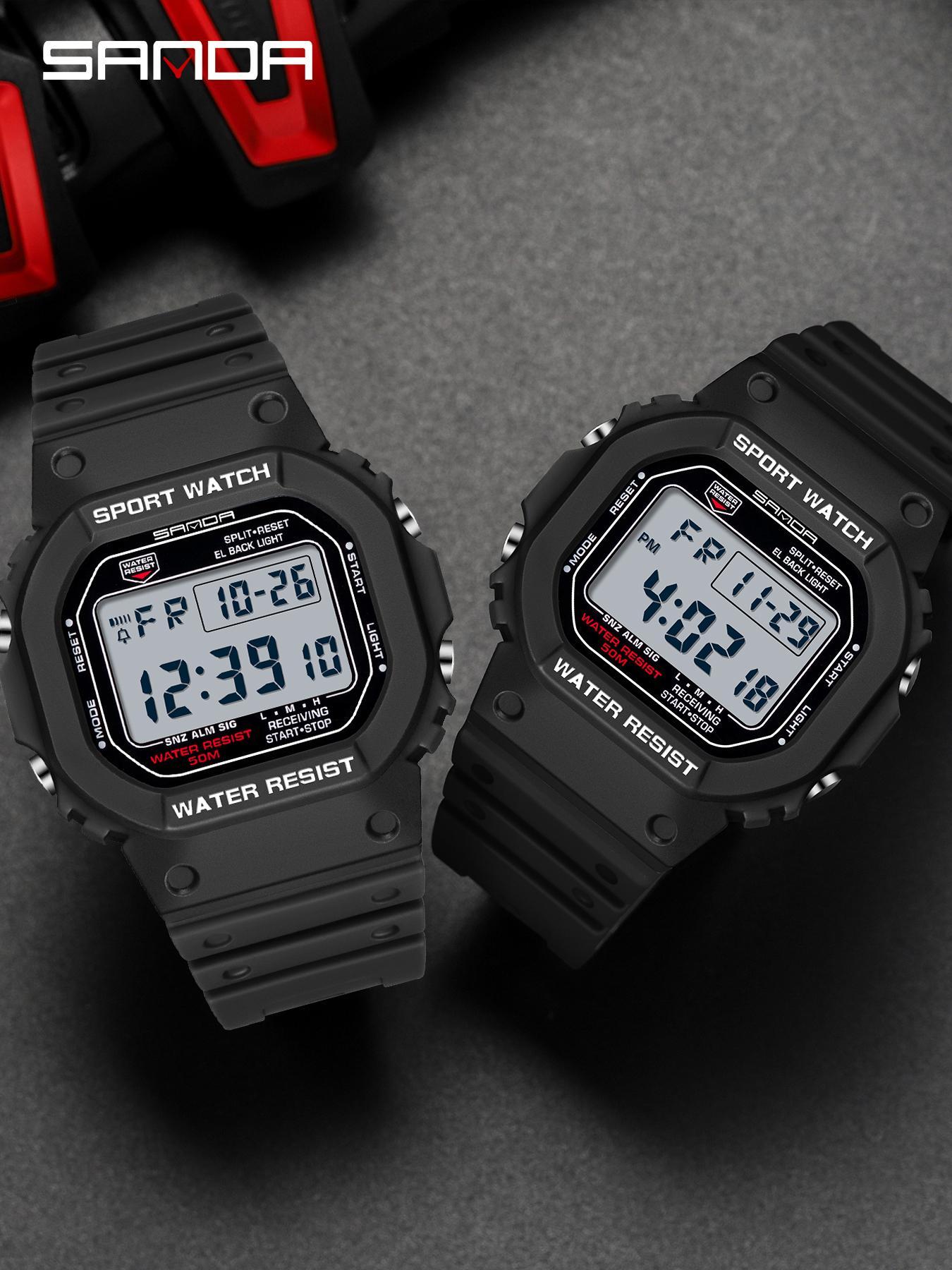Men's Fashion Digital Watch, Casual Sporty Watch with Luminous Dial & Alarm Mode, Waterproof Outdoor Watch for Men with Box, Water Resistant Wristwatch, Fashion Wristwatches, Fashionable Waterproof Watch detail 4