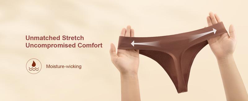 Seamless Women Underwear Thongs,No Show Ladies Thong,No Line Breathable Comfortable Panties Undies for Women 5-Pack