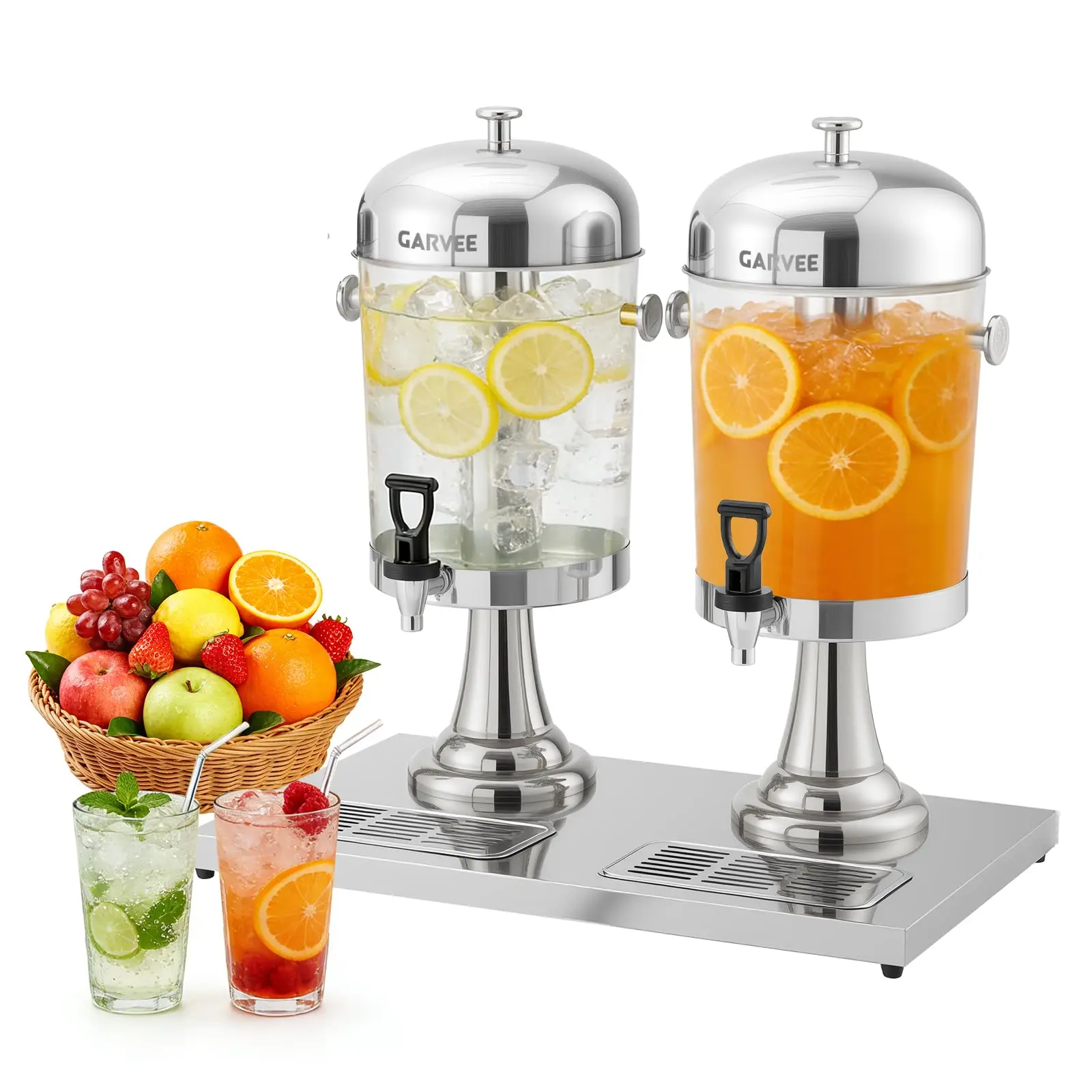Garvee 4.4 gal Beverage Dispenser with Ice Core, Stand, Spigot & Drip Tray